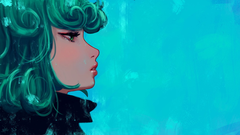 2K, green eyes, green hair, anime girls, anime, Tatsumaki, One-Punch Man