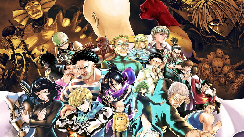 one punch man, choice, high angle view, indoors, art and craft, representation, Anime, male likeness, genos, arrangement, tatsumaki, multi colored, real people