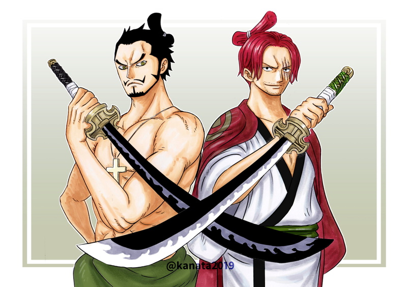 Shanks (One Piece), 1080P, Katana, Sword, Dracule Mihawk, Black Hair, Red Hair, One Piece