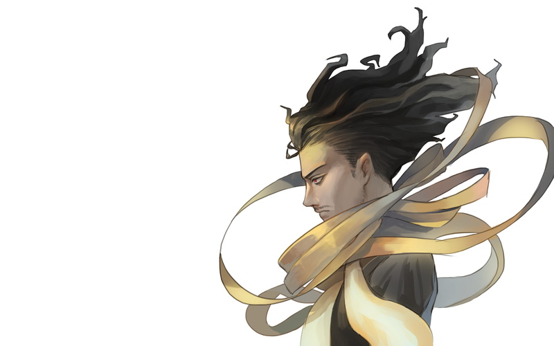 eraserhead, anime, dark hair, Aizawa Shouta, red eyes, simple background, Boku no Hero Academia, 1080P