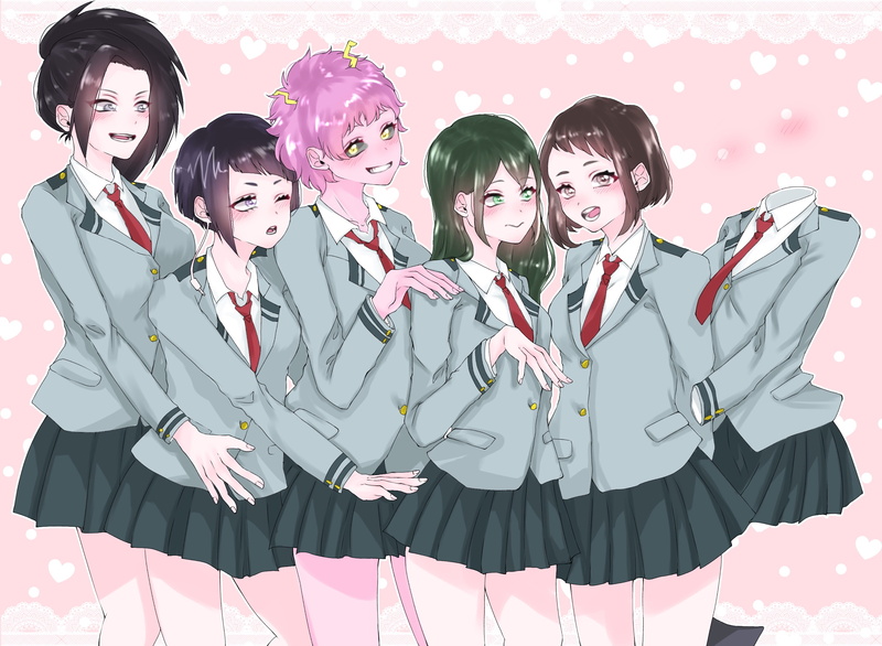Tsuyu Asui, My Hero Academia, 2K, Momo Yaoyorozu, Toru Hagakure, Kyoka Jiro, Ochaco Uraraka, Anime, Mina Ashido