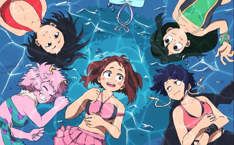 leisure activity, lighting equipment, real people, My Hero Academia, men, Mina Ashido, Smile, night, Blue Hair, illuminated, representation, Black Hair