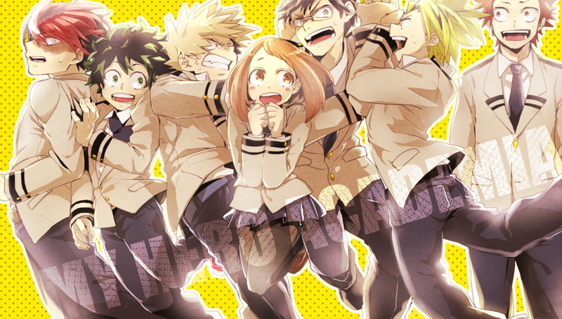 Anime, wall - building feature, Eijiro Kirishima, human representation, celebration, My Hero Academia, craft, mask, costume, Tenya Iida, festival, female likeness