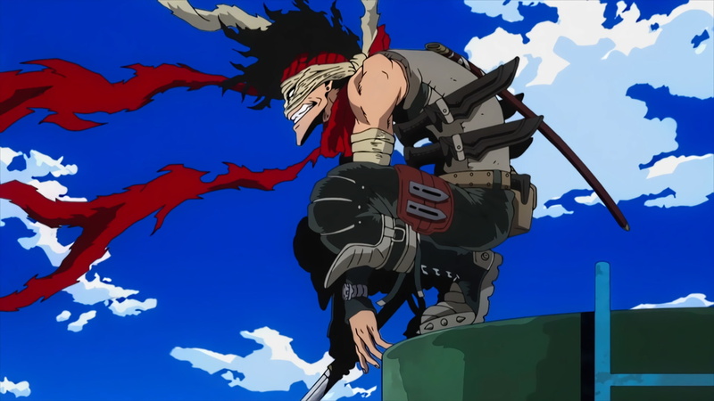 blue, Weapon, outdoors, people, Katana, politics, Belt, Black Hair, day, flag, representation, Knife, Stain (Boku No Hero Academia), nature, sky, Chizome Akaguro