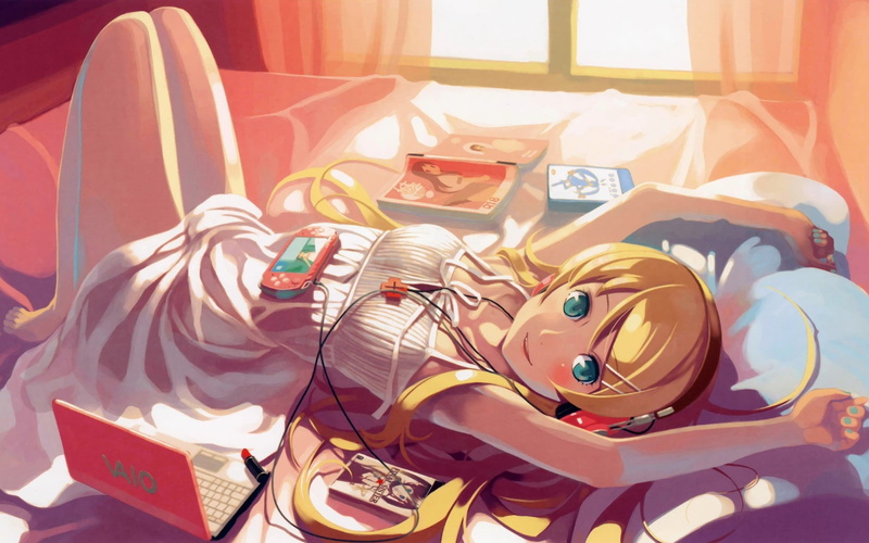 lying, ore, imouto, headphones, 1080P, psp, wake, girls, konna, kousaka, kirino, anime, nai, smiling, kawaii