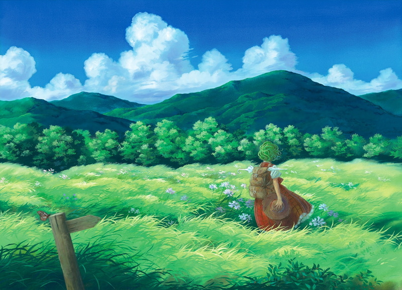 kazami, sky, touhou, pan, umbrella, 720P, clouds, yuuka, hat, miso, scenic