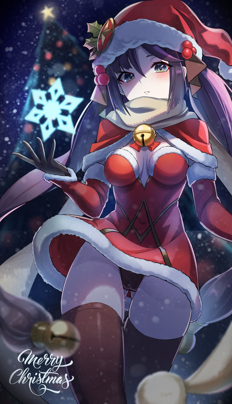 Genshin Impact, 4K, anime girls, Mona (Genshin Impact), christmas clothes