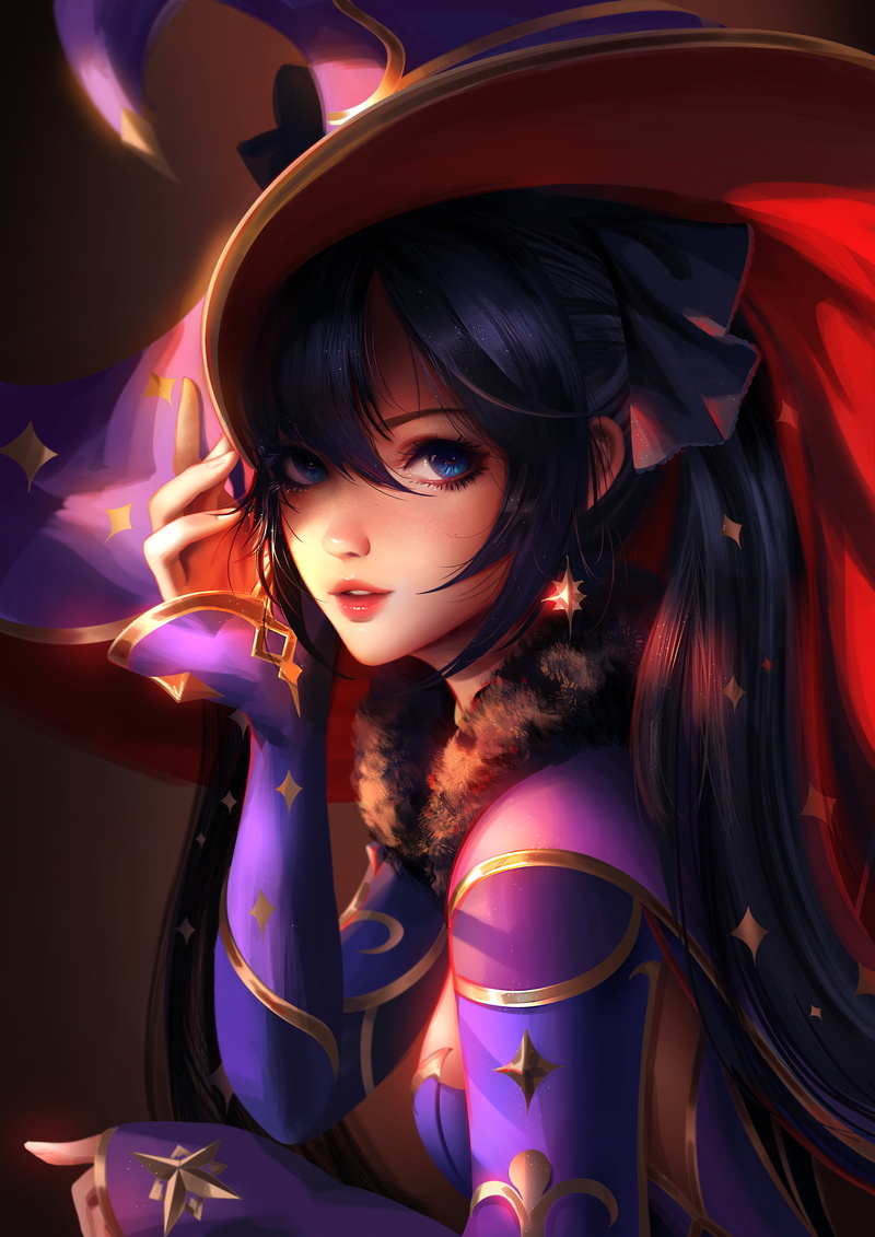 illustration, portrait display, parted lips, 4K, vertical, anime, looking at viewer, fan art, twintails, 2D, video game girls, video games, drawing, Genshin Impact