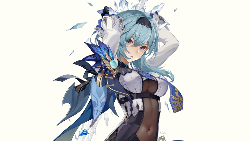 blue hair, 4K, Genshin Impact, anime girls, Eula(Genshin impact), ninelie