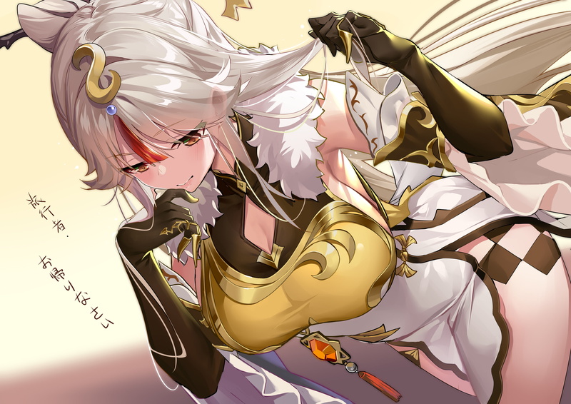 Kikimi, Genshin Impact, anime girls, Ningguang (Genshin Impact), white hair, 4K
