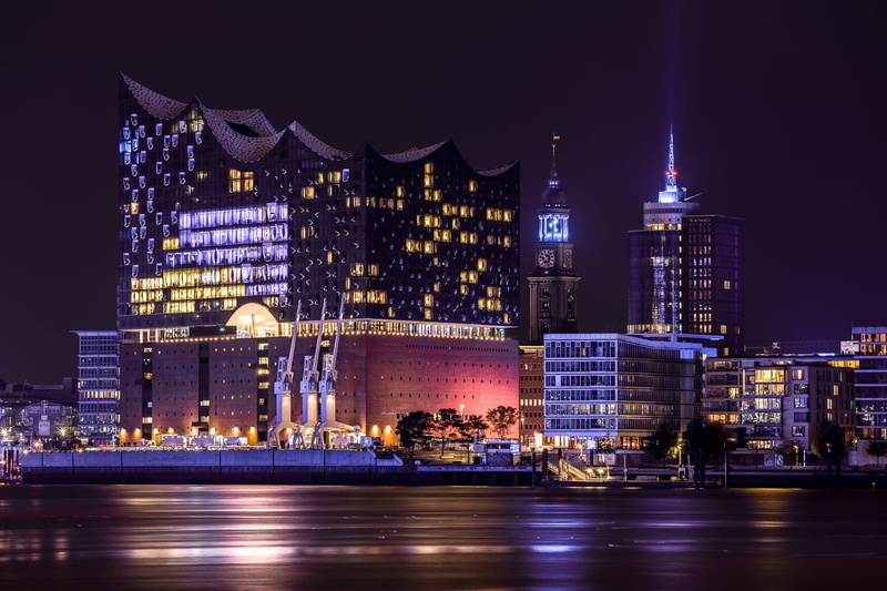 1080P, Hamburg, night, Elbphilharmonie