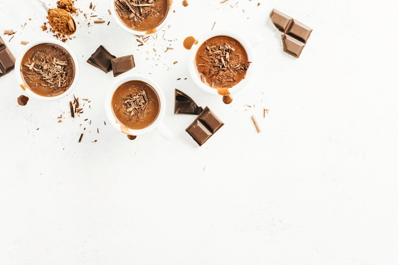 copy space, refreshment, studio shot, directly above, chocolate, cup, drink, cinnamon, 2K, food and drink, indoors, still life, ingredient, table, food