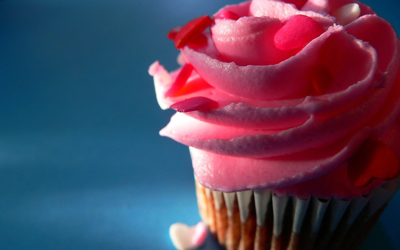 temptation, pink color, dessert, close-up, closeup, flower, studio shot, sweet, freshness, blue, food, focus on foreground, 1080P, indoors, colored background