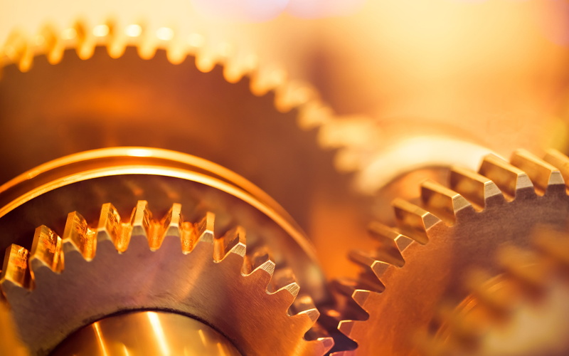 abstract, selective focus, cooperation, golden, interlocked, unity, teamwork, manufacturing, manufacturing equipment, no people, 4K, business, close-up