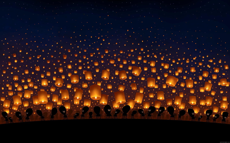 light, night, looking, lot, lantern, sky, alien, diverse, 2K, lanterns