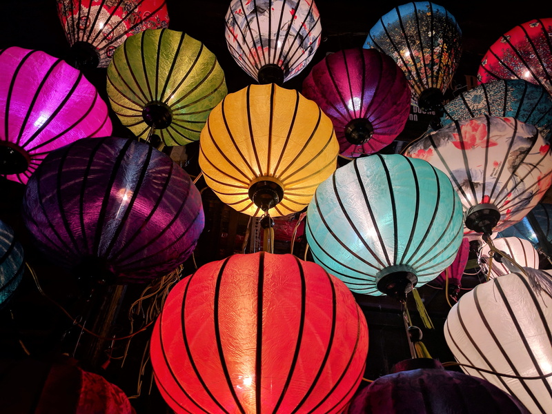 festival, yellow, chinese lanterns, sky, outdoors, 4K, market, variation, for sale, lanterns, umbrella, multi colored, hanging, colorful, no people, red