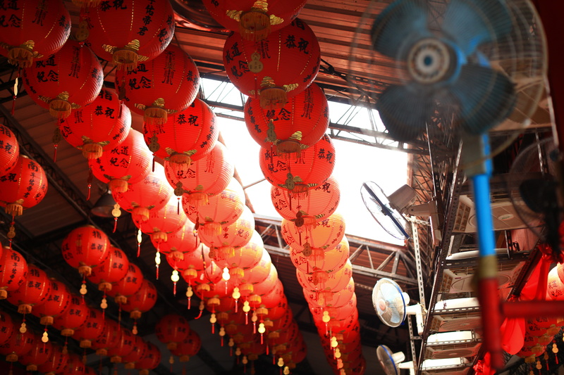 celebration, outdoors, lantern, tower, red, market, paper, chinese lantern festival, large group of objects, festival, clock tower, no people, lamp, lanterns