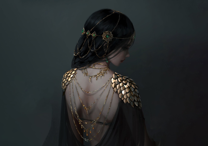 WLOP, 5K, women, black hair