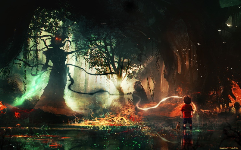 watermarked, art and craft, tree, enchantress, architecture, men, built structure, people, outdoors, real people, lifestyles, toddler, women, fantasy art