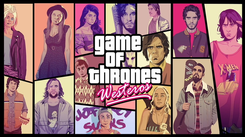 group, Crossover, thrones, female likeness, Margaery Tyrell, Game Of Thrones, Lena Headey, art and craft, TV Show, Sandor Clegane, Grand Theft Auto, Drogo (Game Of Thrones)