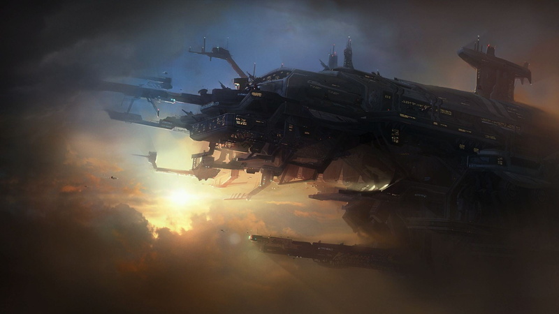 nautical vessel, science fiction, nature, aircraft, army, machine gun, sky, transportation, black, sun, StarCraft II : Heart Of The Swarm, war, mode of transportation
