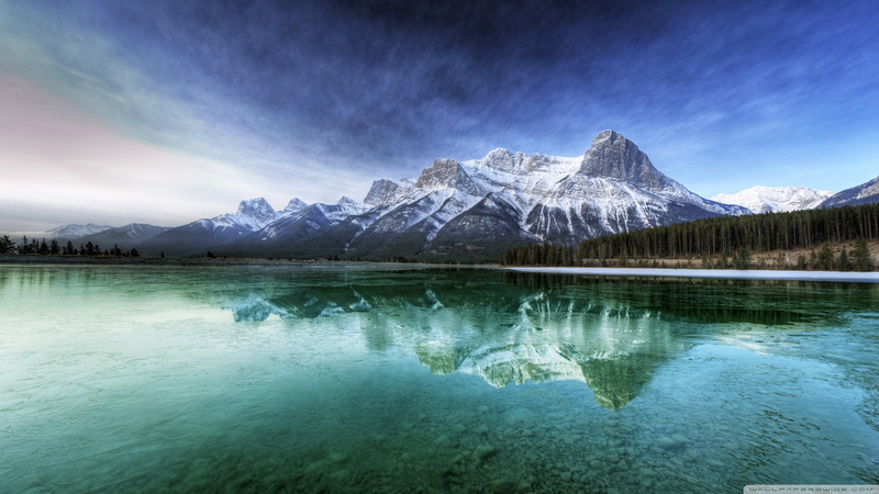 mountain peak, mountains, sky, snowcapped mountain, reflection, 2K, landscape, beauty in nature, nature, mountain, tranquility, formation, alp, water