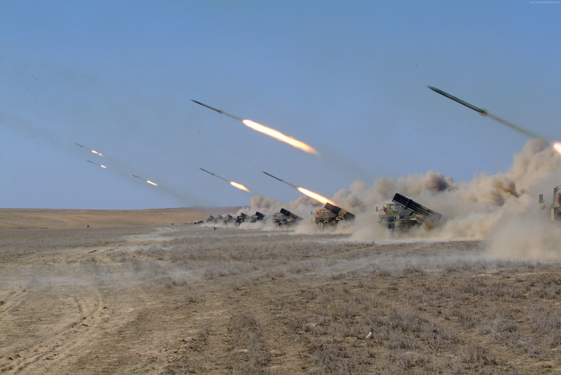 firing, Kazakhstan Armed Forces, Naiza, artillery, 4K, desert, MRL, multiple rocket launcher
