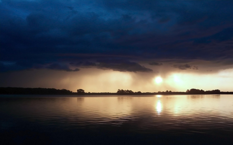 storm, ominous, dark, water, reflection, sky, calm, lake, 3d and abstra, shore, clouds, 2K, light, rain, nature, contrast