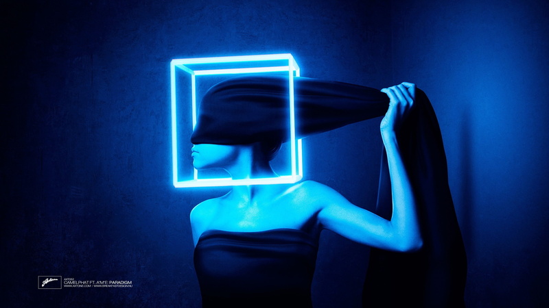 Axtone, blue, album covers, 2K, women, digital art