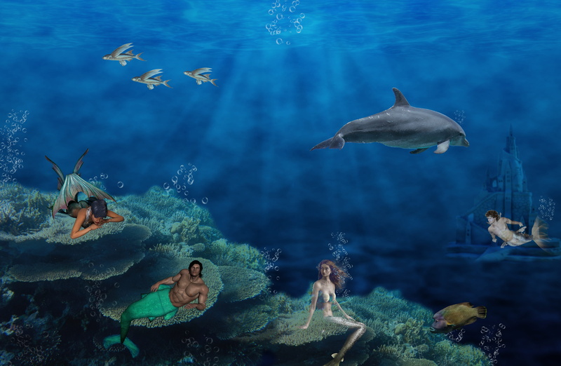 creature, Siren, turquoise colored, dolphin, lighting, marine, beautiful, mythical creatures, animal themes, Swim, sea life, no people, animals in the wild