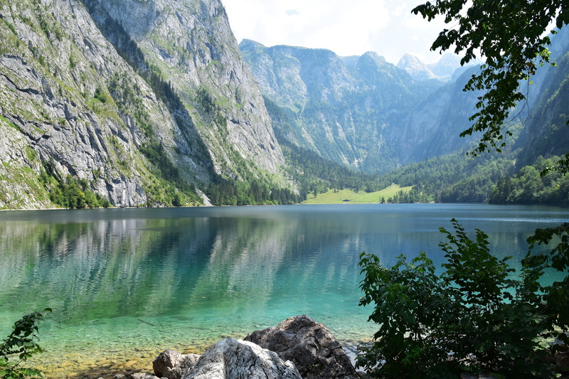 lake, flora, schönau am königssee, rainforest, forest, tranquil scene, snow, 5K, obersee, plant, mountain, calm, flowing water, body, land, rock - object