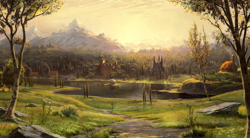 fable 3 art, fable iii 2010 game, Fable, Games, beauty in nature, growth, day, nature, 2K, non-urban scene, artwork, tree, land, plant, sunset, fable 3