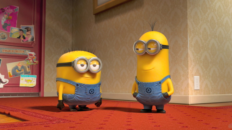 minions, yellow, people, fun, wood - Material, animal, indoors, characters, smile, childhood, toy, dressing up, boys, obscured face, full length, Despicable me 2