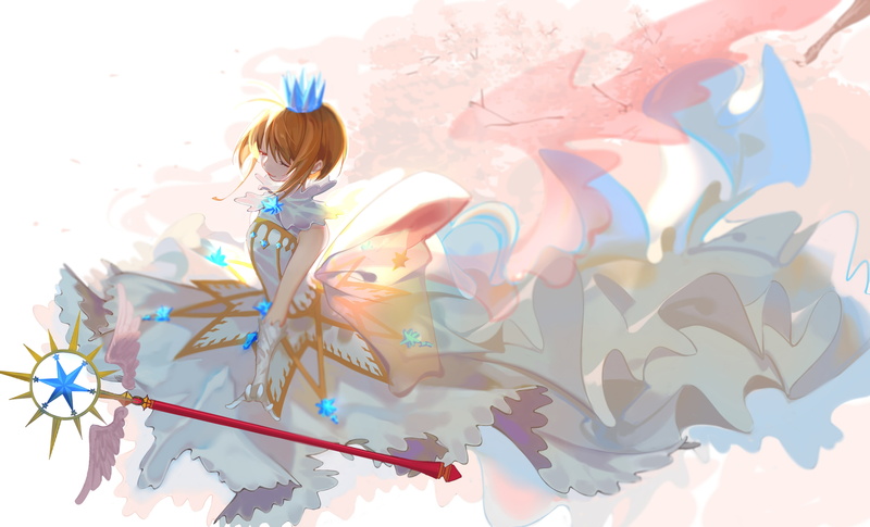 pattern, nature, sakura kinomoto, closed eyes, women, dress, Anime, childhood, adult, lifestyles, 4K, one person, real people, art and craft, creativity