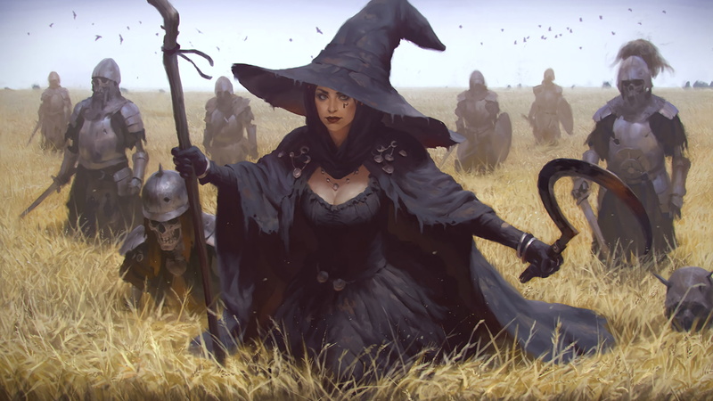 Undead, Woman, Witch Hat, Girl, Necromancer, Armor, 1080P, Fantasy, Witch, Field