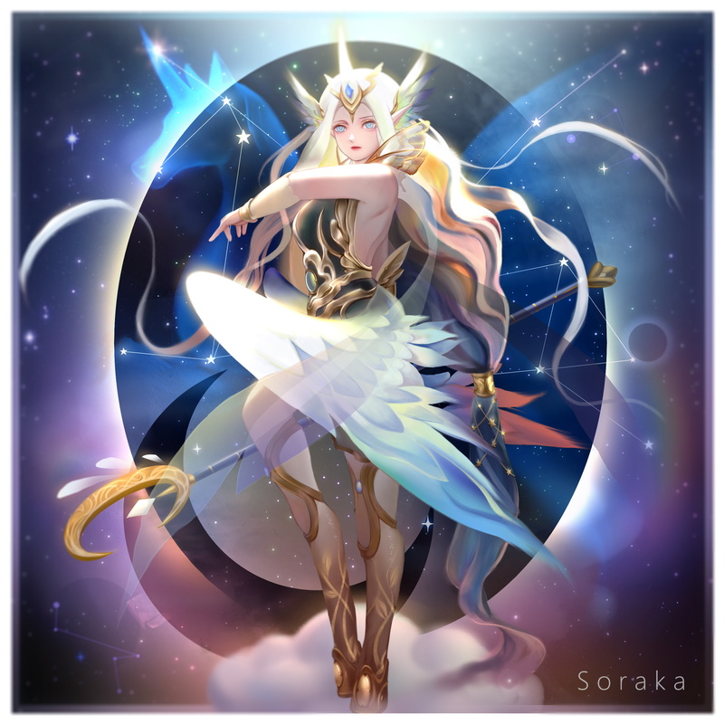 creativity, women, dancing, night, digital composite, multi colored, blue, illuminated, 2K, human representation, nature, art and craft, one person, Soraka (League of Legends)