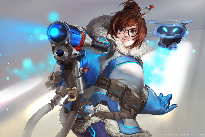 hairstyle, adult, Overwatch, looking at camera, one person, leisure activity, 720P, real people, females, hair, illuminated, portrait, robot