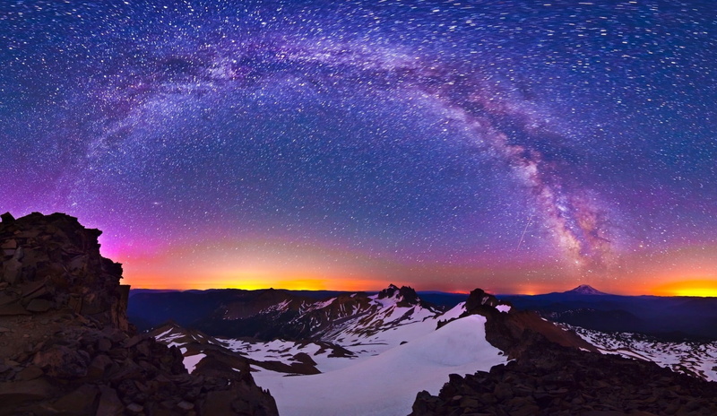 mountain peak, snowcapped mountain, stars, cold temperature, snow, tranquility, 720P, galaxy, scenics - nature, astronomy, mountains, snowy peak, landscape