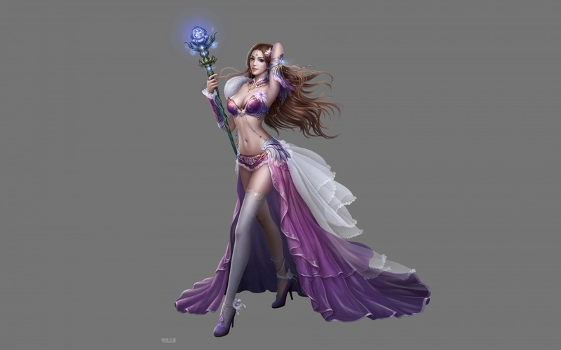 Staff, 1080P, Girl, Brunette, Women, Fantasy, Legend Of The Cryptids, Woman, Purple