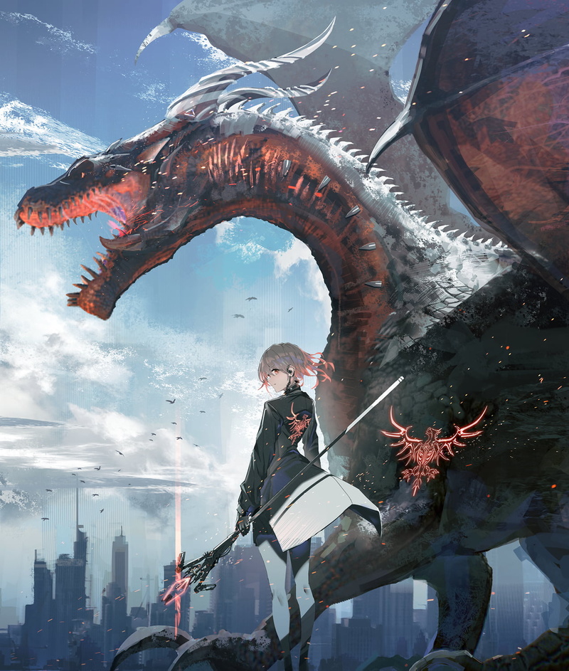 anime girls, 720P, staff, SWAV, portrait display, fantasy art, dragon