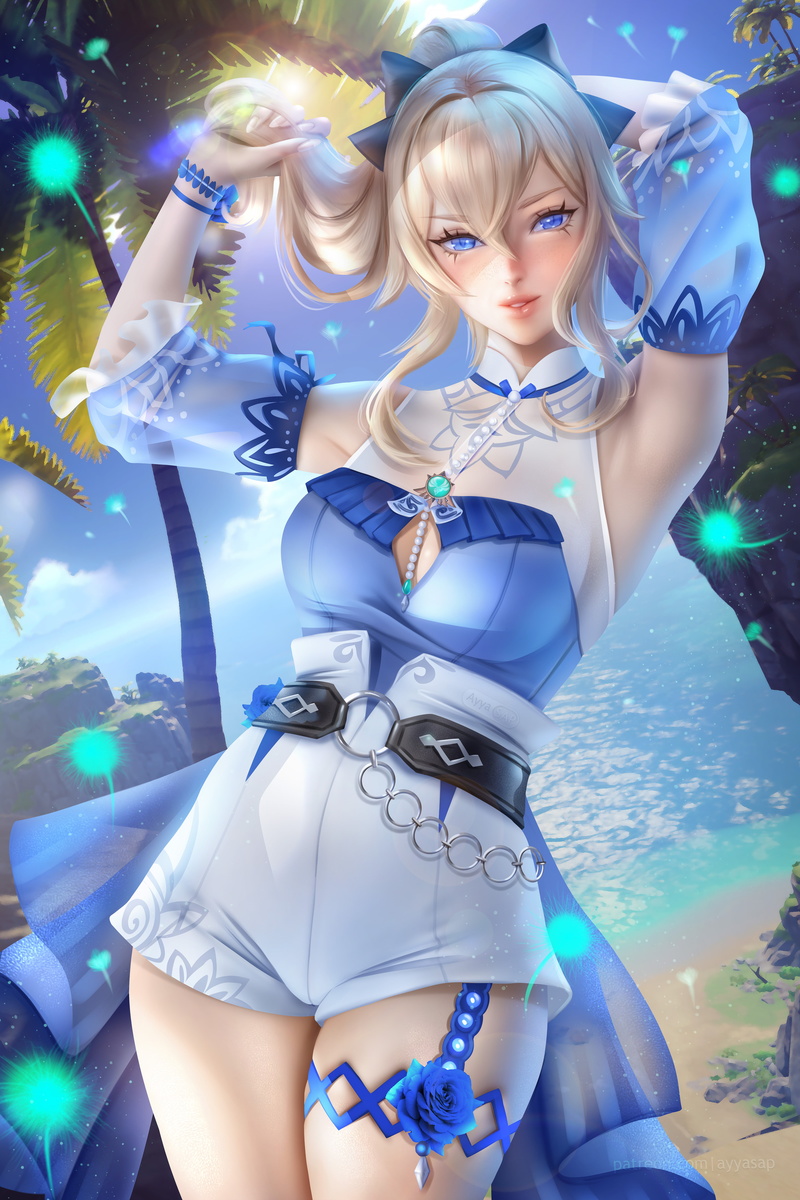 Genshin Impact, women, blonde, artwork, video game art, 5K, Jean (Genshin Impact), fantasy girl, fantasy art, digital art, vertical, looking at viewer
