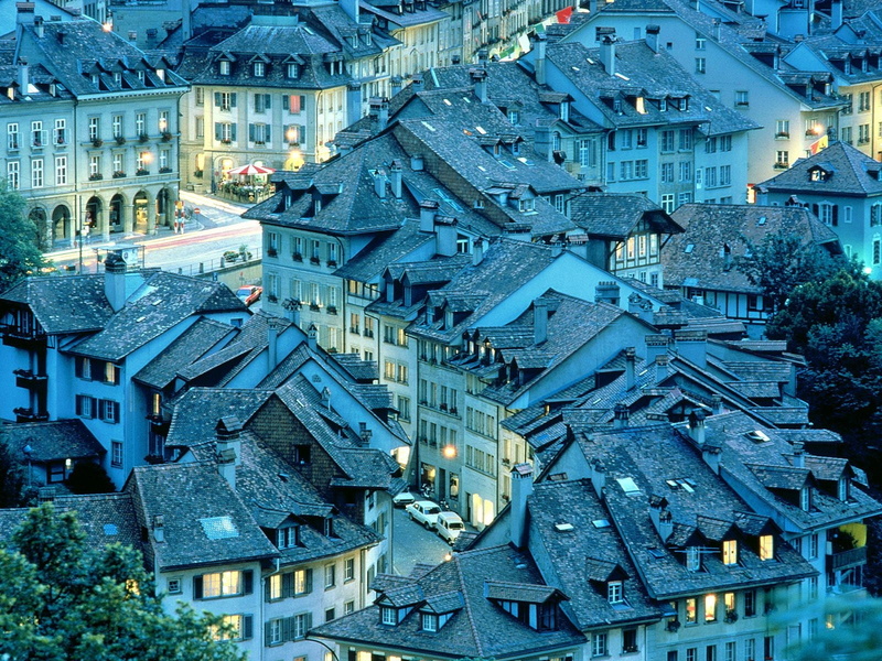 aerial, built structure, townscape, architecture, 720P, nature, religion, town, window, no people, illuminated, belief, outdoors, Switzerland, residential district