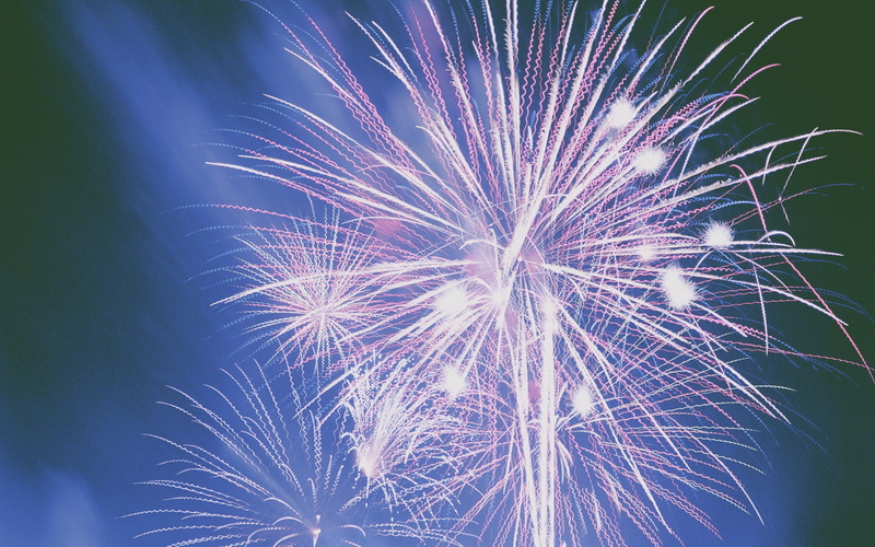 firework display, firework - man made object, exploding, motion, outdoors, nature, firework, beauty in nature, 1080P, dandelion seed, sky, low angle view