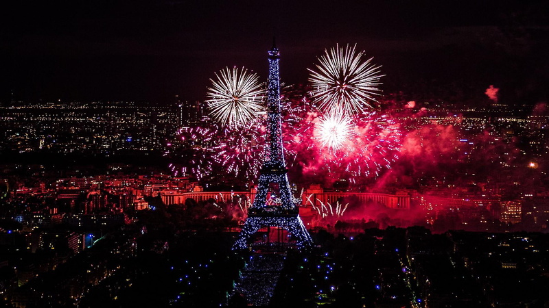 cityscape, night lights, light, europe, night, event, 1080P, new year, eiffel tower, france, sky, paris, festival, city, fireworks, tower