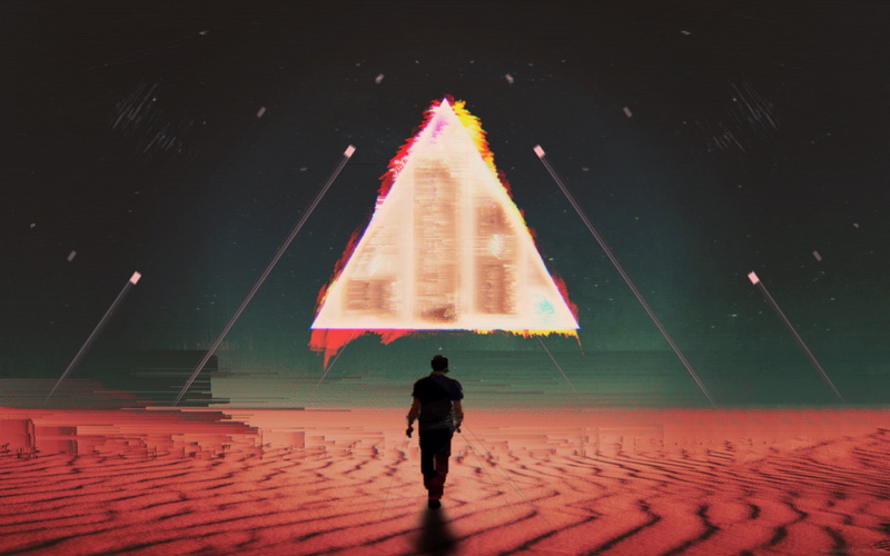 space, science fiction, arts culture and entertainment, abstract, triangle, sky, nature, men, digital composite, illuminated, lifestyles, 1080P, standing