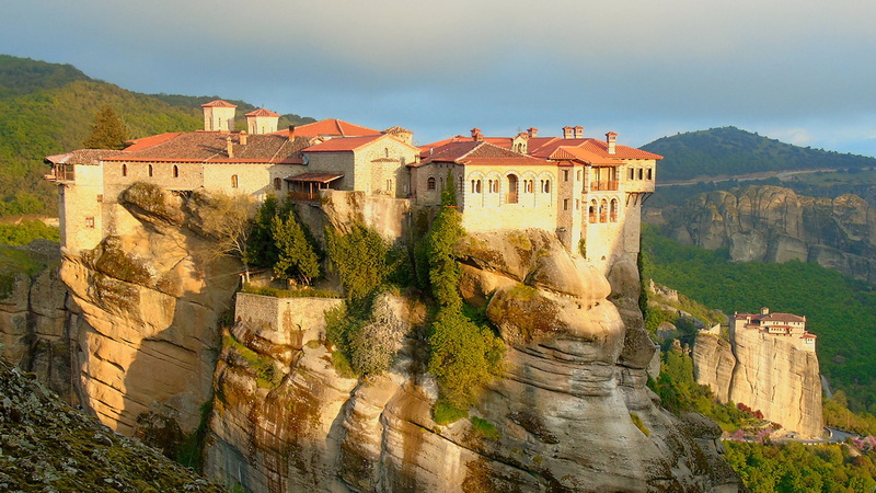town, near, kalambaka, desktop, monastery, orthodox, trinity, central, 1080P, greece, meteora, holy