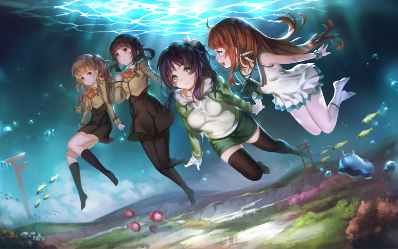 2K, Nagi no Asukara, Miuna Shiodome, Anime, Chisaki Hiradaira, Manaka Mukaido, Sayu Hisanuma