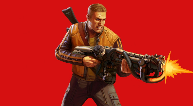 billy, Wolfenstein, terror, front view, portrait, arts culture and entertainment, three quarter length, indoors, artist, Other Games, studio shot, mouth open