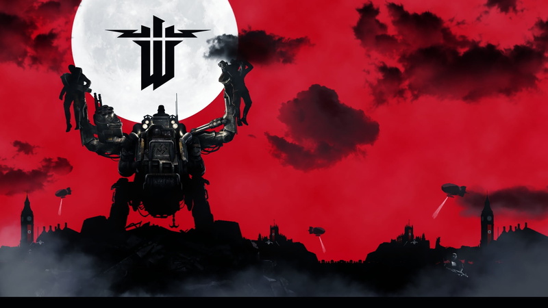 nature, military, dusk, government, architecture, video games, Wolfenstein, 1080P, black color, illuminated, gray, red, night, flag, silhouette
