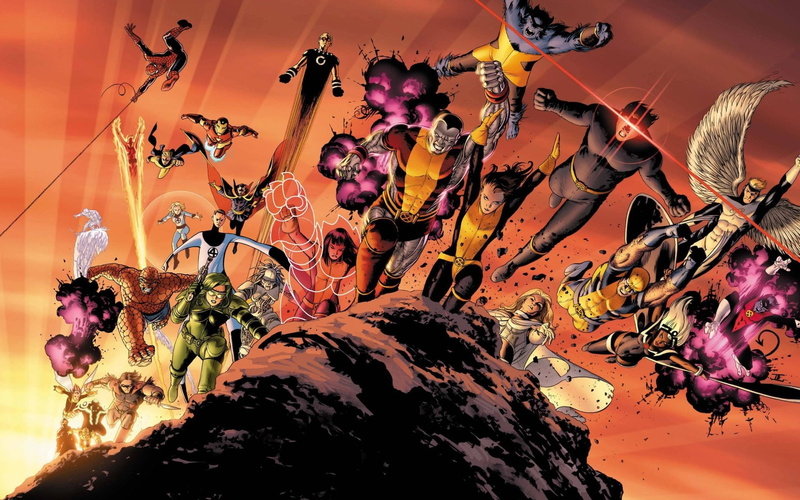 Human Torch (Marvel Comics), Colossus, 1080P, Collage, Cyclops (Marvel Comics), Iron Man, Comics, Spider-Man, Storm (Marvel Comics), Beast (Marvel Comics)